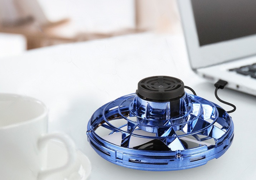 Mini Fingertip Gyro Interactive Decompression Toy Drone LED UFO Type Flying Helicopter Spinner Toy Kids - whitelectronic