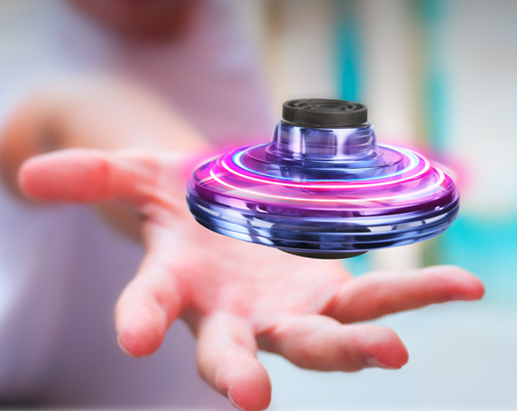 Mini Fingertip Gyro Interactive Decompression Toy Drone LED UFO Type Flying Helicopter Spinner Toy Kids - whitelectronic
