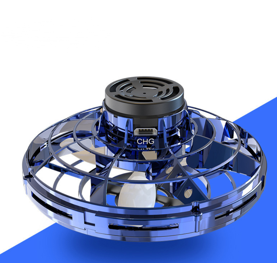 Mini Fingertip Gyro Interactive Decompression Toy Drone LED UFO Type Flying Helicopter Spinner Toy Kids - whitelectronic