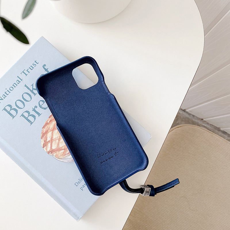 Three Bread Leather Wrist Strap Phone Case - whitelectronic