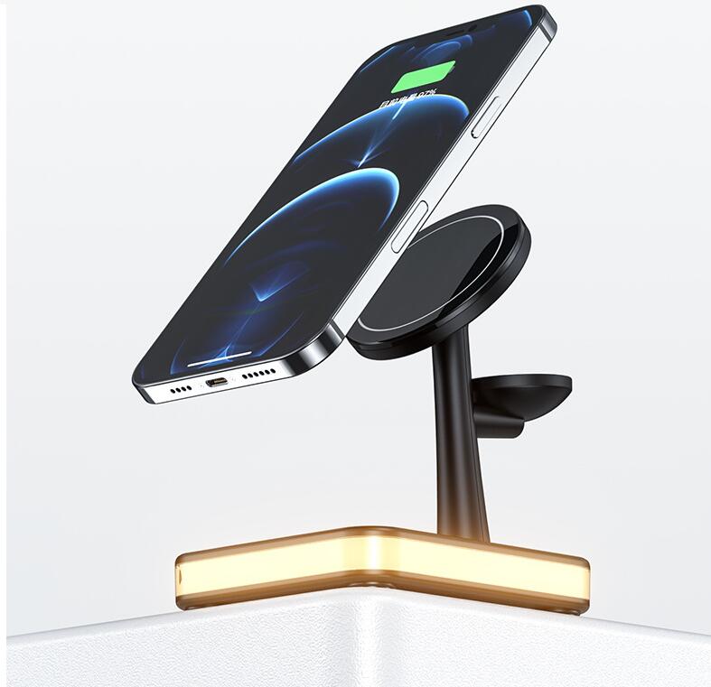 New Magnetic Wireless Charger Three-in-One Night Light Phone Holder - whitelectronic