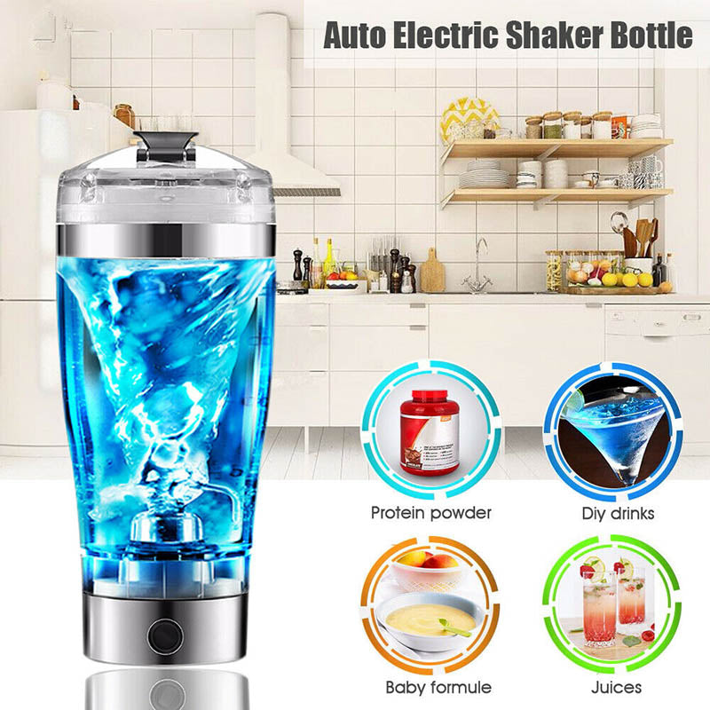 Electric Protein Shake Stirrer USB Shake Bottle Milk Coffee Blender Kettle Sports And Fitness Charging Electric Shaker Cup - whitelectronic
