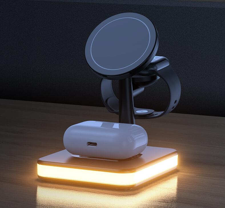 New Magnetic Wireless Charger Three-in-One Night Light Phone Holder - whitelectronic