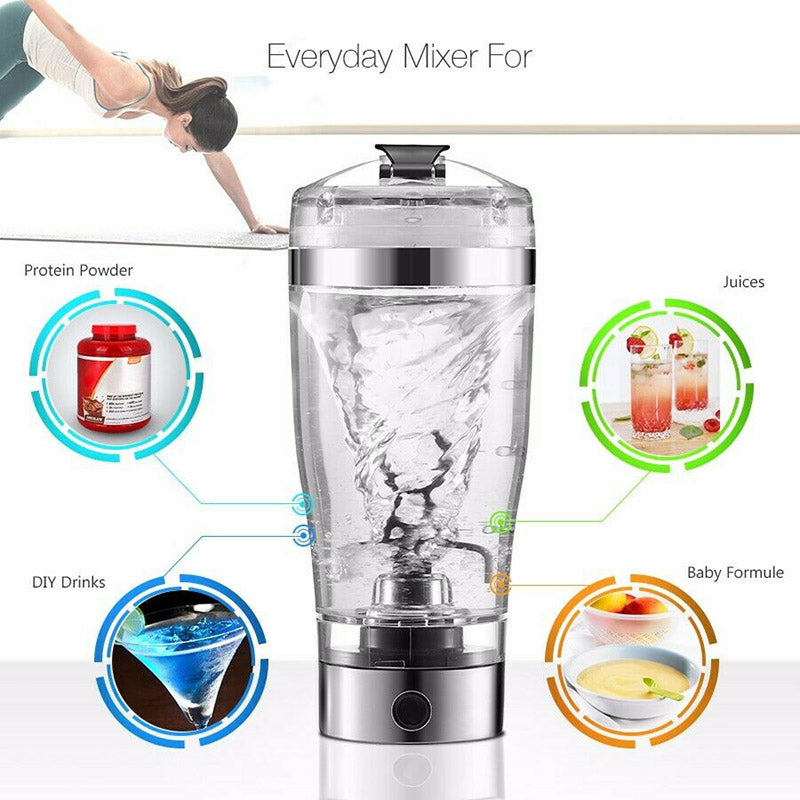 Electric Protein Shake Stirrer USB Shake Bottle Milk Coffee Blender Kettle Sports And Fitness Charging Electric Shaker Cup - whitelectronic