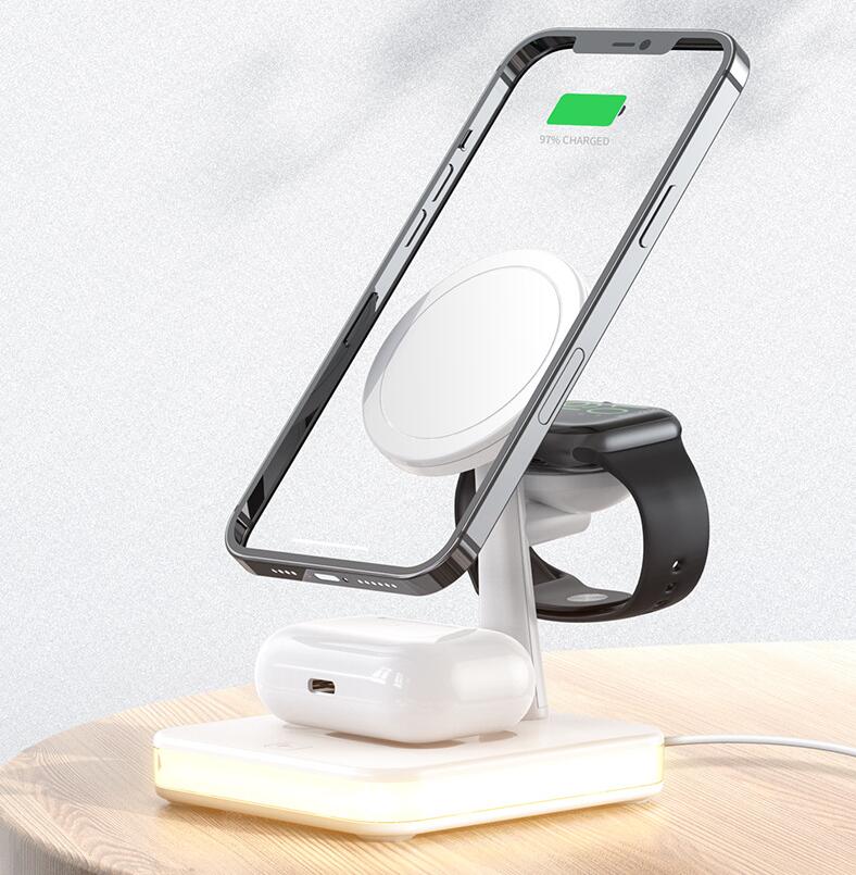 New Magnetic Wireless Charger Three-in-One Night Light Phone Holder - whitelectronic