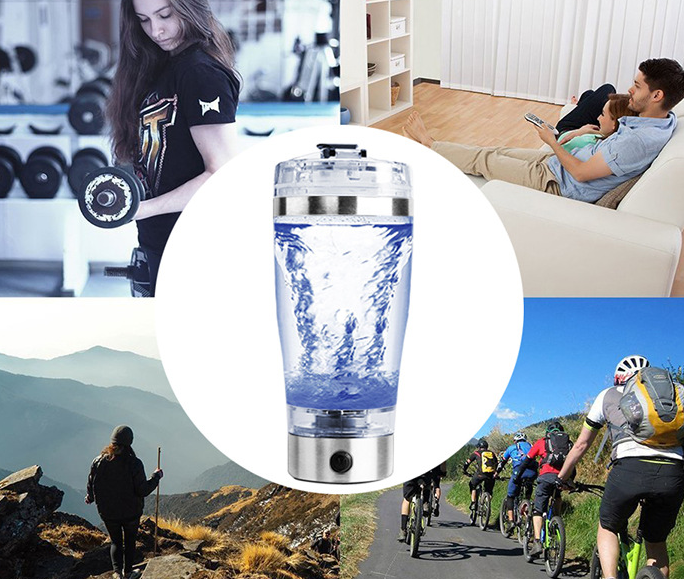 Electric Protein Shake Stirrer USB Shake Bottle Milk Coffee Blender Kettle Sports And Fitness Charging Electric Shaker Cup - whitelectronic